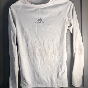 Adidas White Long-Sleeve Performance Tee